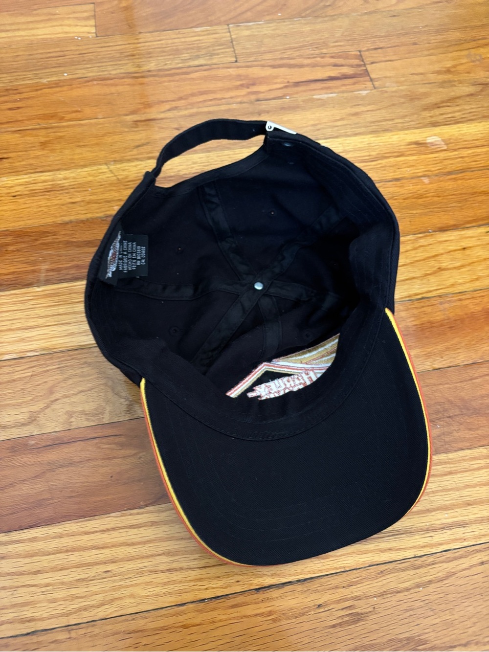 Harley-Davidson Black Baseball Cap with Orange Logo and Tan Accents - Picture 4 of 5